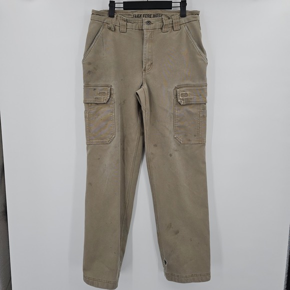 Duluth Trading Co Other - Duluth Trading Flex Fire Hose Cargo Pants Khaki 34x34 Thrashed Fleece Lined